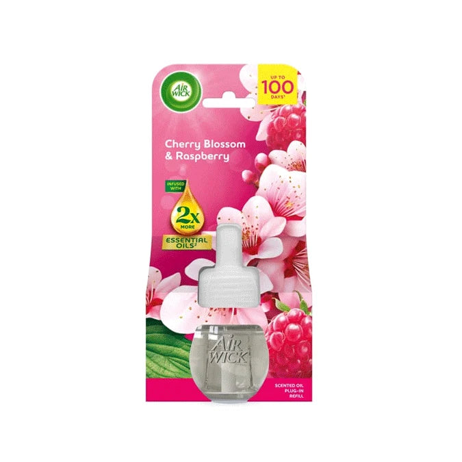 Air Wick Cherry Blossom & Raspberry Plug-in Single Refill 19ml. New but scruffy packaging.