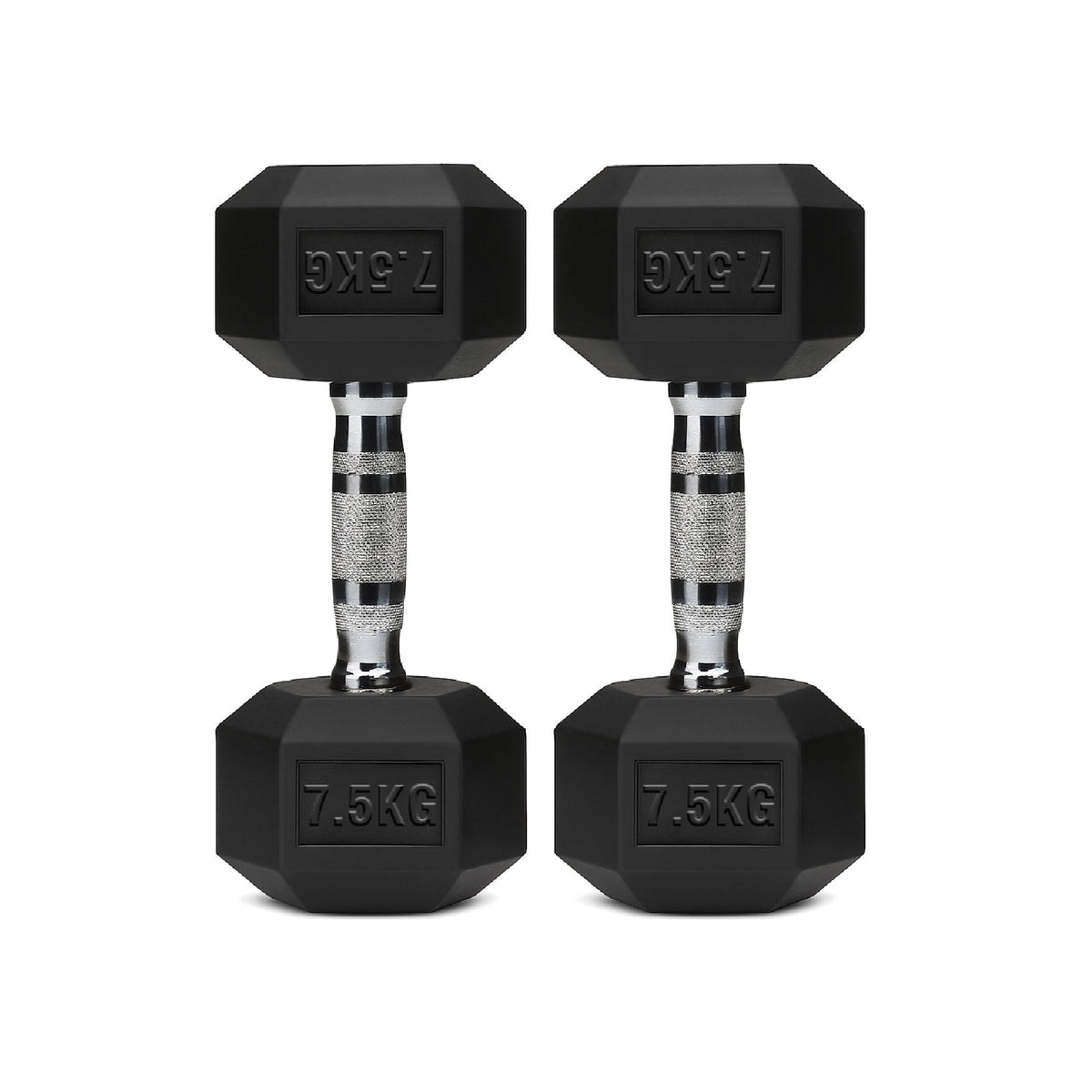 Hex Dumbbells Pair – Rubber-Coated Cast Iron – 2.5kg to 60kg – Premium Gym Weights