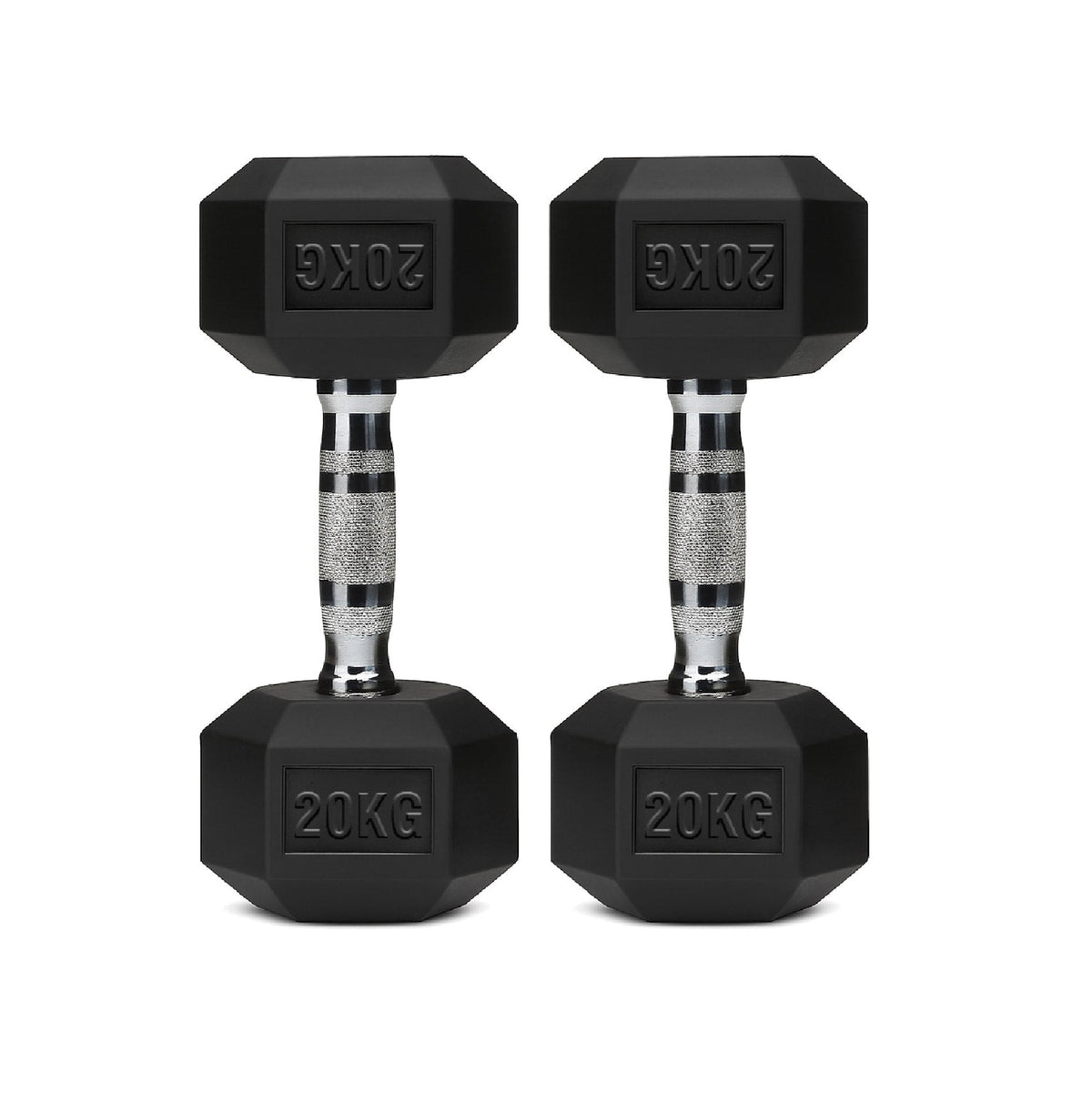 Hex Dumbbells Pair – Rubber-Coated Cast Iron – 2.5kg to 60kg – Premium Gym Weights
