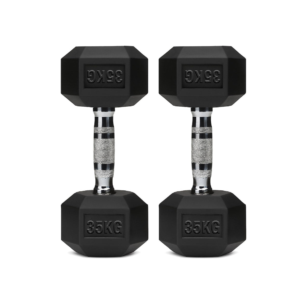 Hex Dumbbells Pair – Rubber-Coated Cast Iron – 2.5kg to 60kg – Premium Gym Weights