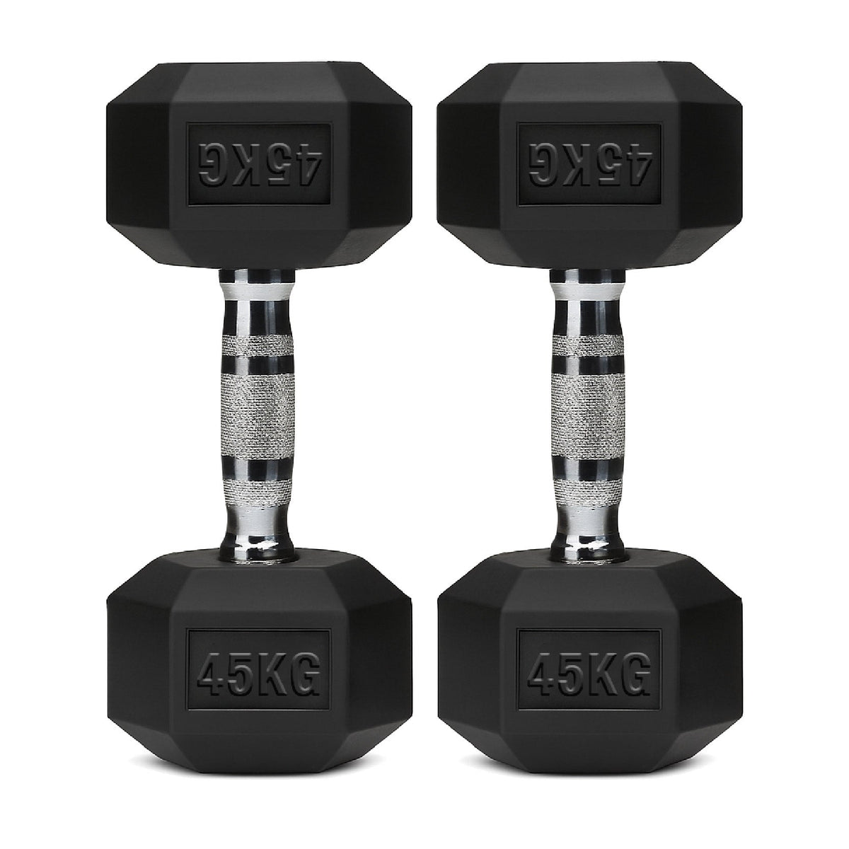 Hex Dumbbells Pair – Rubber-Coated Cast Iron – 2.5kg to 60kg – Premium Gym Weights