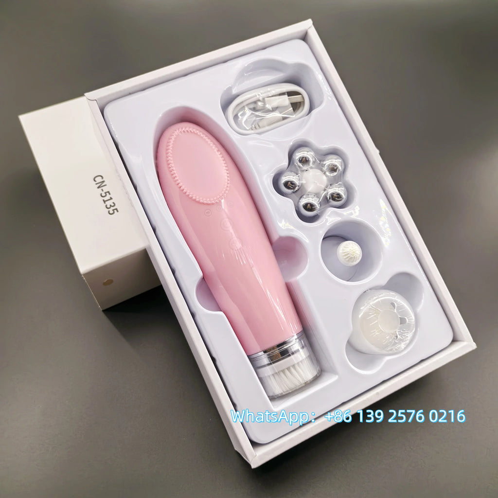 Beauty 4 in 1 Facial Skin Lifting Device Face Brush Cleanser Electric Silicone Facial Cleaning Brush for Deep Cleaning