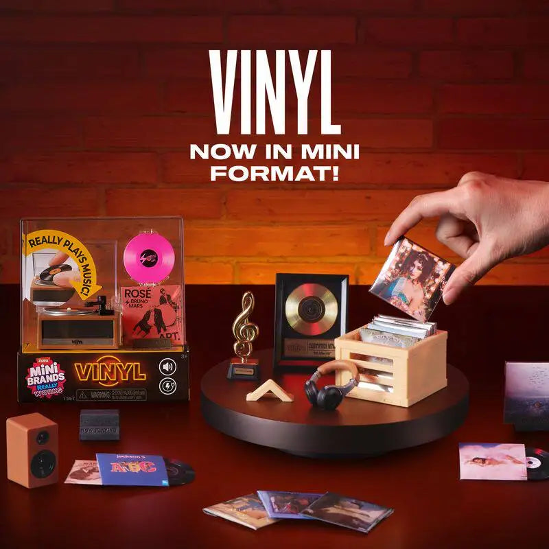 Mini Brands Vinyl Really Works Surprise Ball Box Collection Record Player Plays Music Miniature Turntable Mystery Box Toy