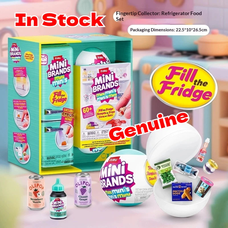 Original Fill The Fridge Mini Refrigerator Set Mini Brands Ball Series Blind Box Mystery Box Play House Toy Decor Kid Toys Gifts