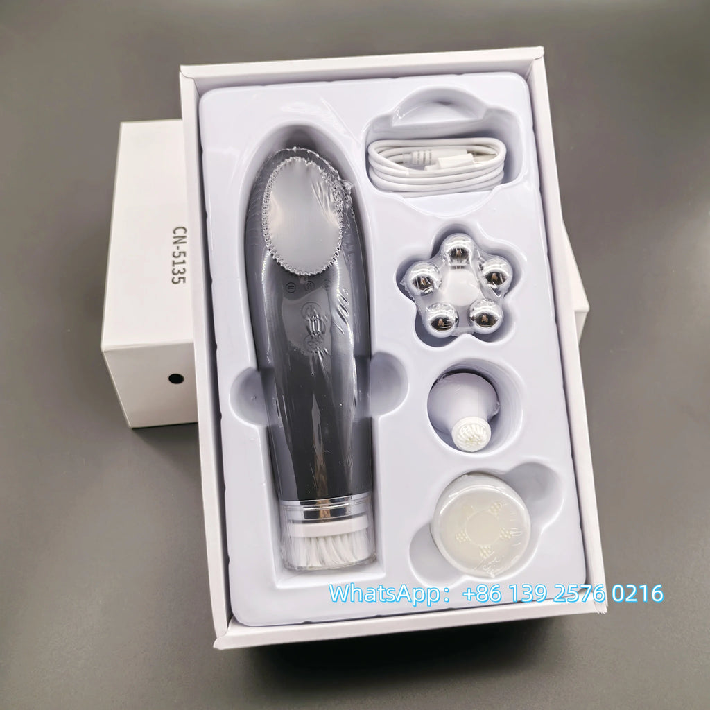 Beauty 4 in 1 Facial Skin Lifting Device Face Brush Cleanser Electric Silicone Facial Cleaning Brush for Deep Cleaning