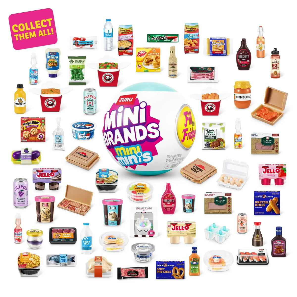 Mini Brands Fill The Fridge Mini Minis Series Mystery Ball Capsule Toy Food Miniature Model Kitchen Decorations Kids Gifts