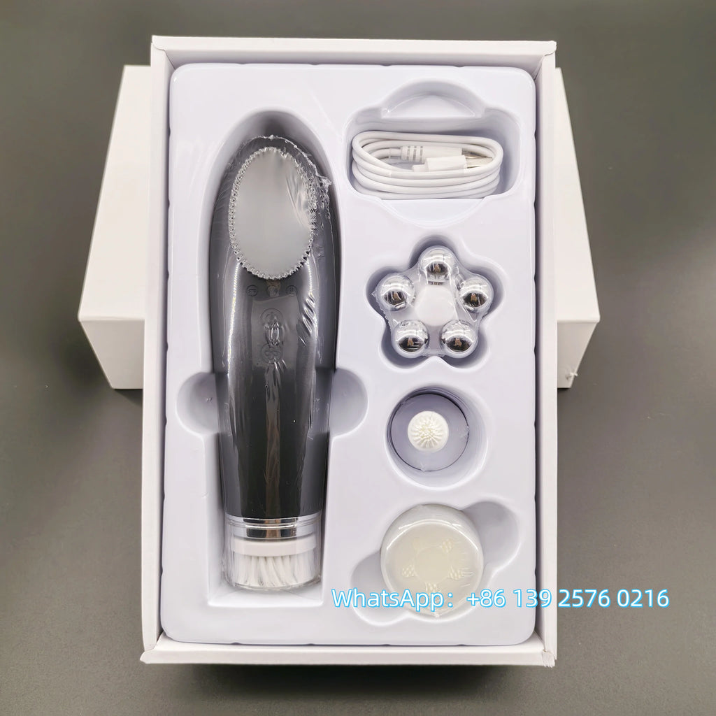 Beauty 4 in 1 Facial Skin Lifting Device Face Brush Cleanser Electric Silicone Facial Cleaning Brush for Deep Cleaning