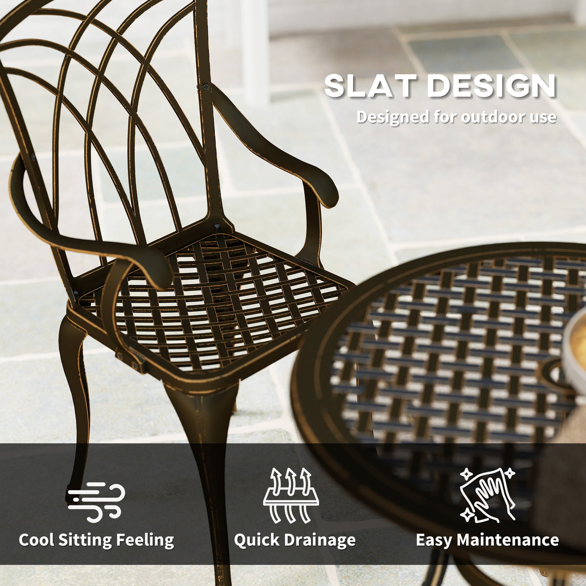 Outsunny 5 PCs Garden Dining Set, Garden Furniture Set, Bronze Tone