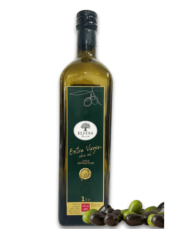 Elitas Greek Extra Virgin Olive Oil Glass Bottle 1L